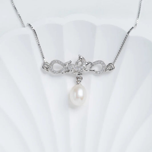 925 sterling silver women teardrop pearl charm drop pendant necklace with pearl pendant