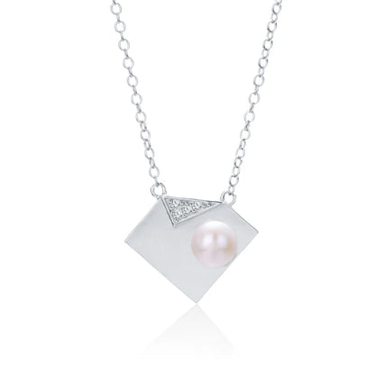 925 sterling silver women teardrop pearl charm drop pendant necklace with pearl pendant