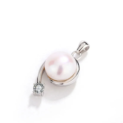 Custom modern 925 sterling silver diamond freshwater pearl ladies necklace charm pendant
