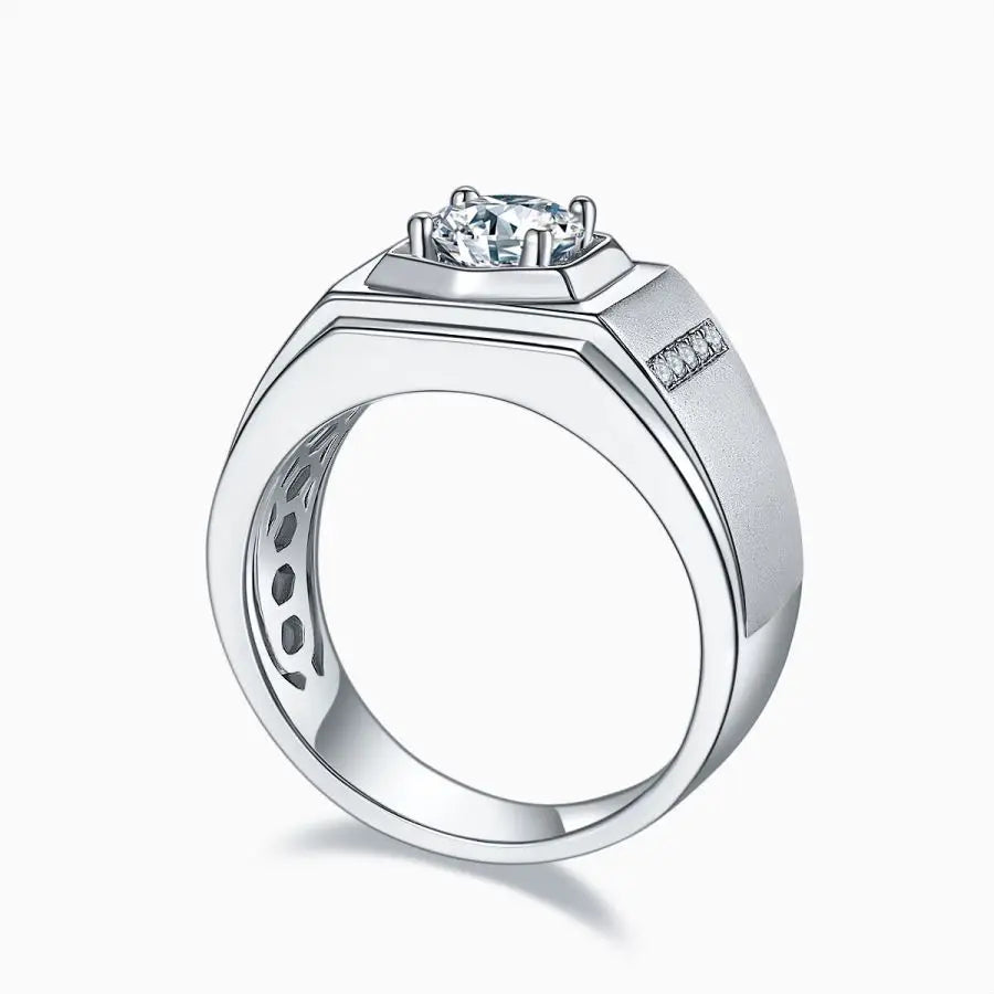 1 Ct Moissanite Engagement Ring for Men, S925 Silver Wedding Band, Anniversary & Valentine's Day Luxury Gift