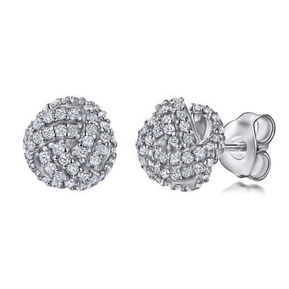 Luxury Iced Out Jewelry Accessory Full-diamond Rhodium Plating 925 Sterling Silver Studs Earrings for Women