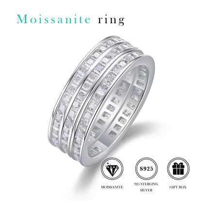 OEM Designer Luxury Love Engagement Wedding Rhodium Plated 925 Sterling Silver Classic Stone  Rings Jewelry for Women