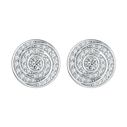 Vintage Sterling Silver Stud Earrings Women Rhodium Plated Zircon Women 925 Silver Small Stud Earrings