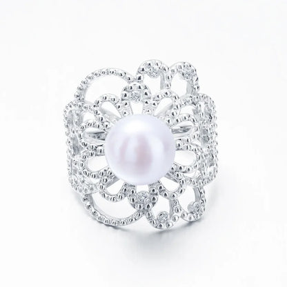 S925 pure silver pearl ring, female niche design, light luxury, high-end feeling, cool style, Instagram trendy fashion