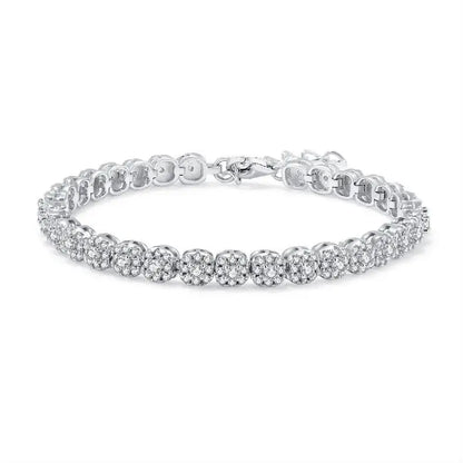 Moissanite Tennis Bracelet - 18K White Gold Plated 925 Sterling Silver, D Color VVS1 Clarity, Unisex Gift