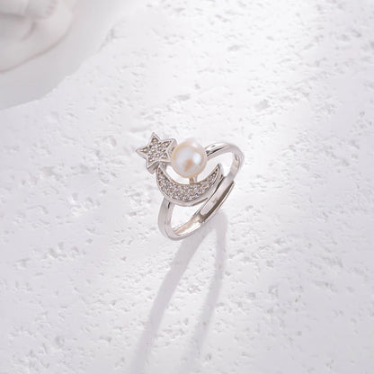 Fashionable 925 silver jewelry set, pearl jewelry, earrings, rings, necklaces, perfect for various occasions such as weddings.