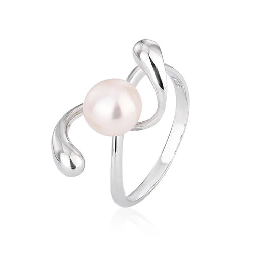 Custom 925 sterling silver unique minimalist ring with single pearl