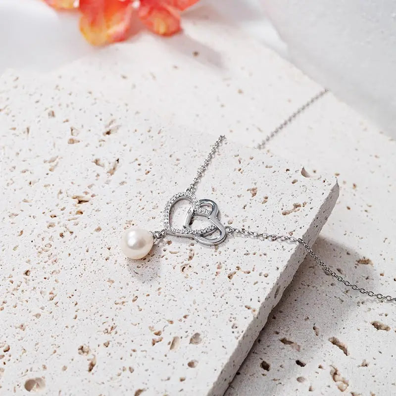 925 sterling silver women teardrop pearl charm drop pendant necklace with pearl pendant