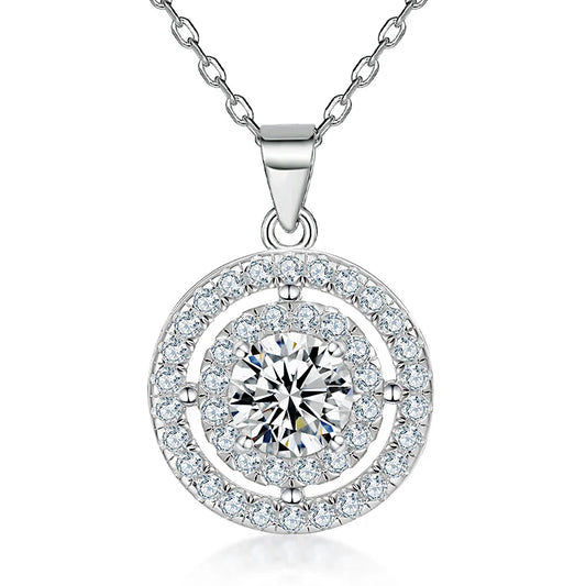 Hot Sale Double Round Pendant Tarnish Free Jewelry Women 925 Sterling Silver Necklaces