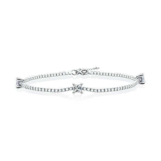 Fashionable S925 Sterling Silver Bracelet with Diamond Moissanite for Women Engagement Party Anniversary Jewelry