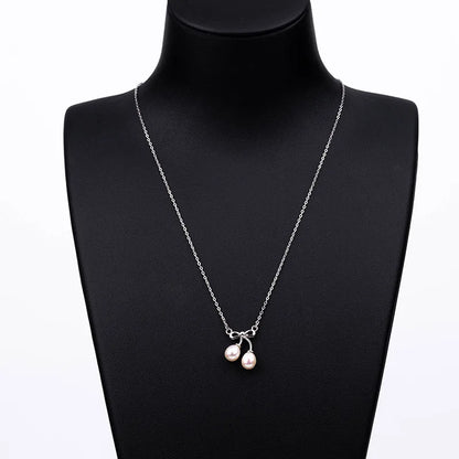 925 sterling silver women teardrop pearl charm drop pendant necklace with pearl pendant