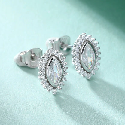 Luxury Sunflower Shaped Marquise Cut 3*6mm Zirconia Women 925 Sterling Silver Stud Earrings