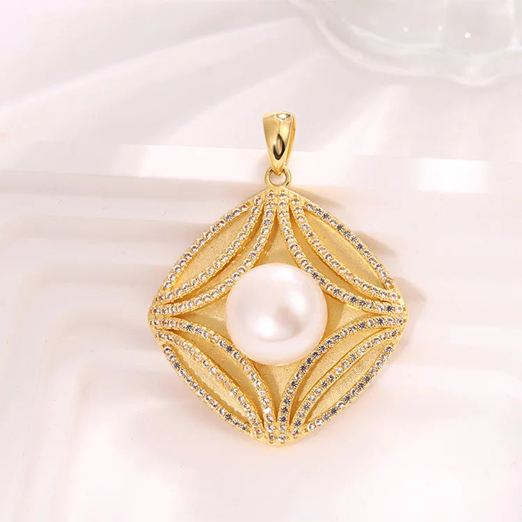 Fine jewelry custom mossanite pearl gold plated pendant charms necklace