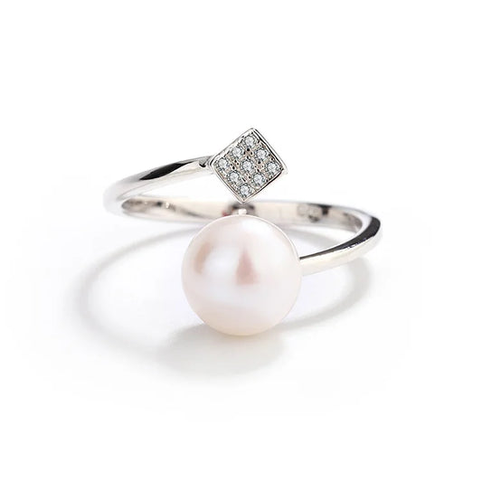 Jewelry supplier original 925 sterling silver modern white pearl statement adjustable ring