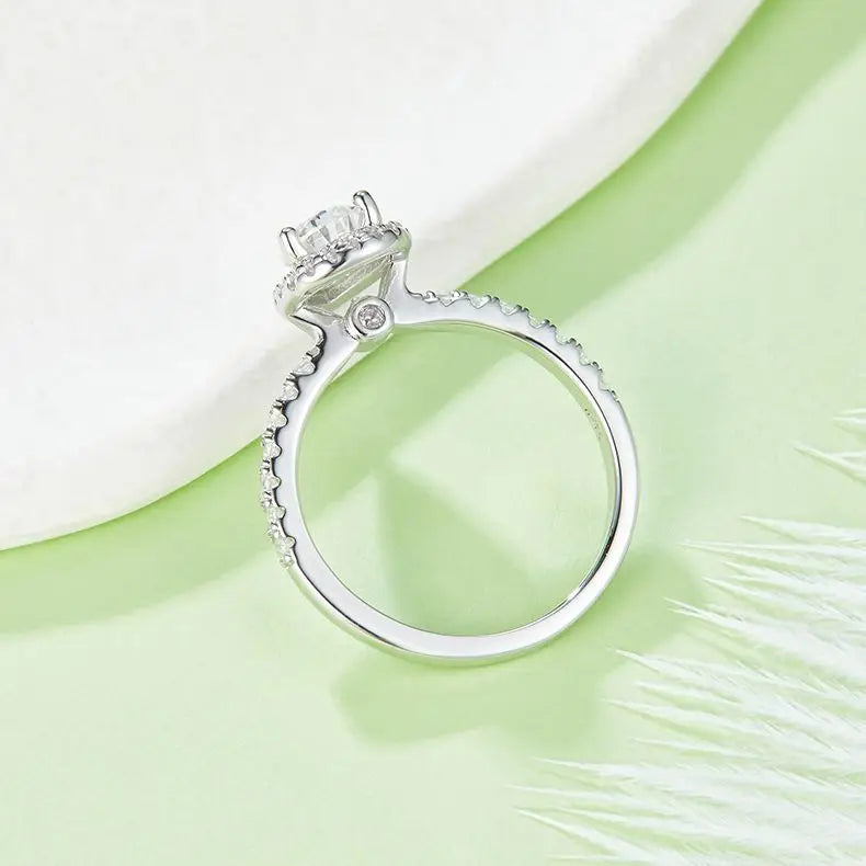 Women Engagement Ring - Micro Paved Moissanite, Pear Shaped Design, Perfect for Weddings, Engagements, and Party Jewelry.