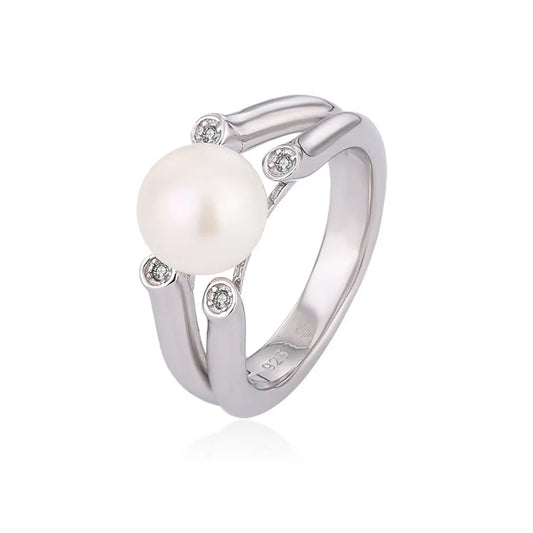 925 sterling silver simple vintage large big freshwater pearl ring design in silver