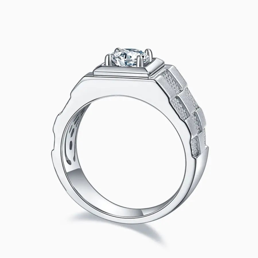 S925 Silver 1 Carat Moissanite Men's Engagement Ring - Perfect for Daily Wear, Parties, Anniversaries, Birthdays, Weddings