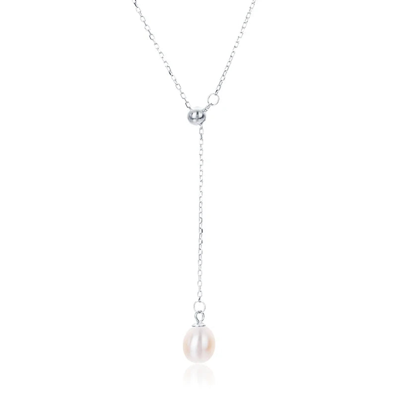 925 sterling silver women teardrop pearl charm drop pendant necklace with pearl pendant