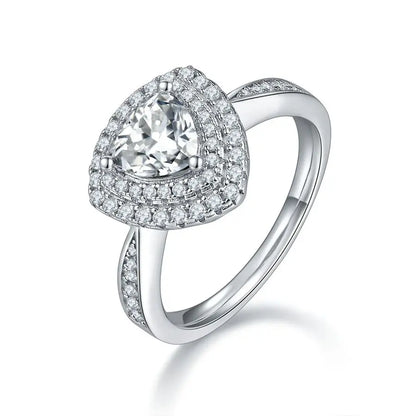 S925 Silver Triangle Ring with Moissanite, Stylish Silver-Plated, Perfect for Parties, Birthdays, Concerts & Formal Events