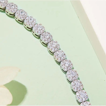 Moissanite Tennis Bracelet - 18K White Gold Plated 925 Sterling Silver, D Color VVS1 Clarity, Unisex Gift