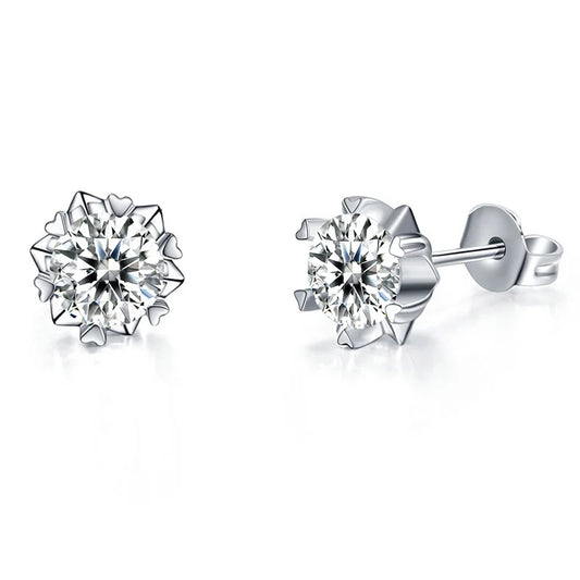 Jeweller Buy Classic 6 Prong Round Brilliant Cut Moissanite Earrings for Ladies Sterling Silver