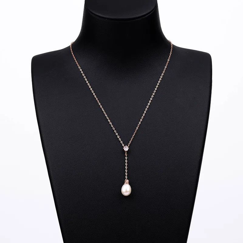 925 sterling silver women teardrop pearl charm drop pendant necklace with pearl pendant