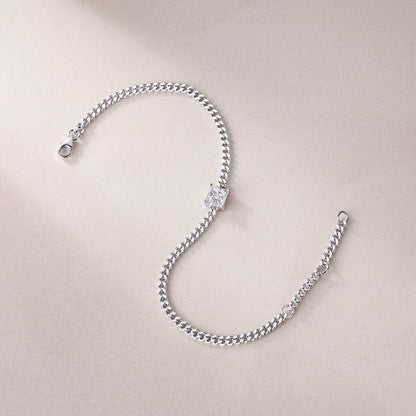 New Arrival Minimalist 925 Sterling Silver Bead Link Chain White Gol Moissanite Trendy Necklace For Gift L230813115