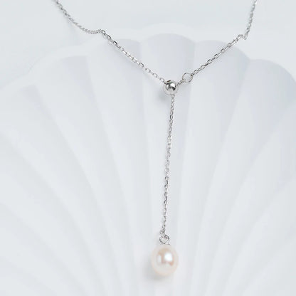 925 sterling silver women teardrop pearl charm drop pendant necklace with pearl pendant