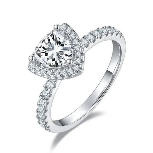 1-Carat Triangle Moissanite Engagement Ring - 925 Silver Plated, Moissanite, perfect for daily wear and Valentine's gifting.