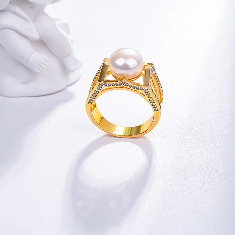 S925 pure silver pearl ring, female niche design, light luxury, high-end feeling, cool style, Instagram trendy fashion