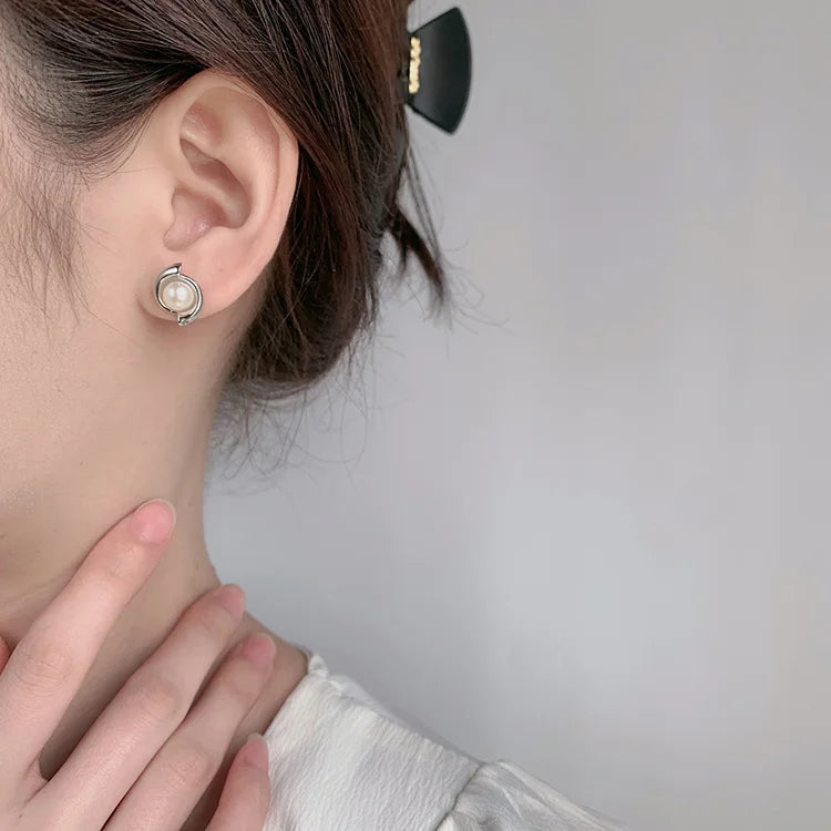 Jewelry zircon wholesale popular minimalist 925 sterling silver freshwater pearl women western earrings