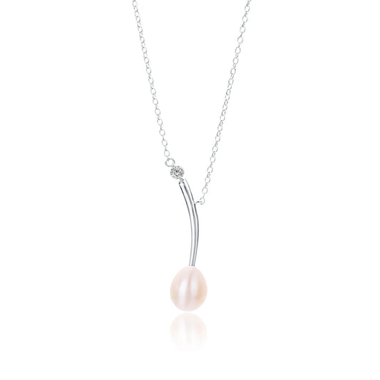 925 sterling silver women teardrop pearl charm drop pendant necklace with pearl pendant