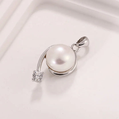 Custom modern 925 sterling silver diamond freshwater pearl ladies necklace charm pendant