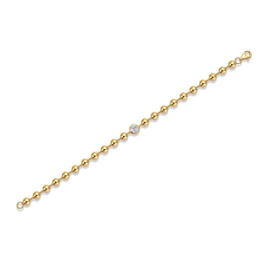 Bead Chain Bracelet -S925 Sterling Silver Gold-Plated, Delicate Ball Chain Design, Perfect for Layering or Wearing with Pendants
