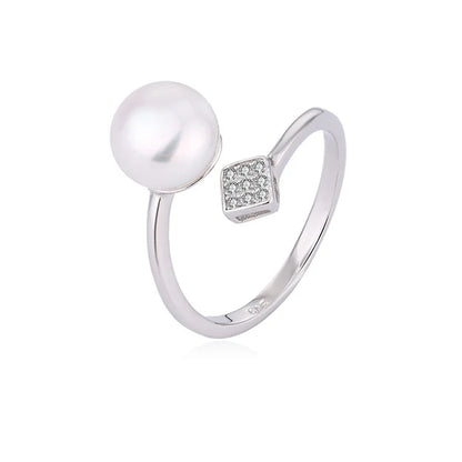 Jewelry supplier original 925 sterling silver modern white pearl statement adjustable ring