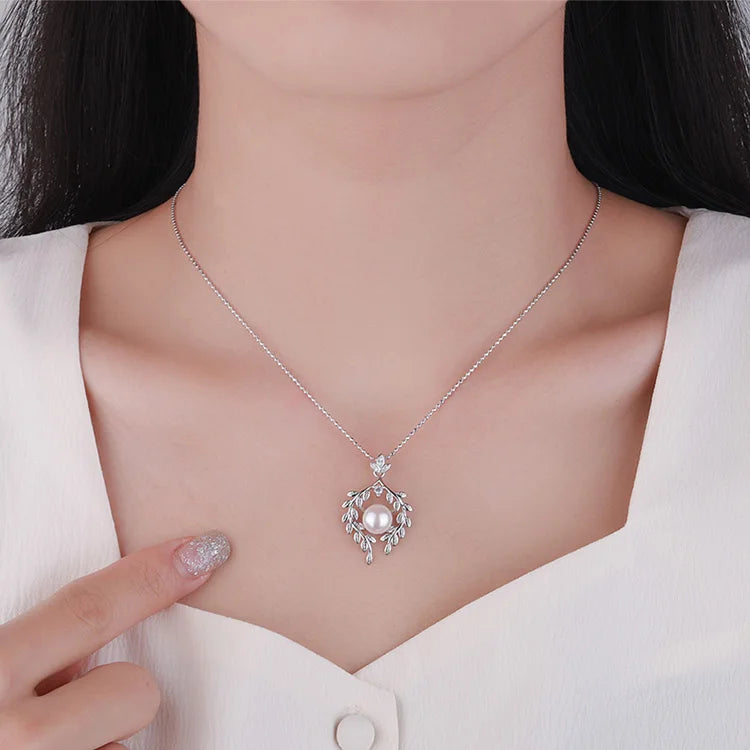 Custom logo moissanite zircon diamond single freshwater pearl sterling silver women pendant