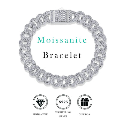 Mens Bracelet Fashion White Gold  925 Sterling Silver VVS Moissanite Diamond  Link Bracelet L230913218-10