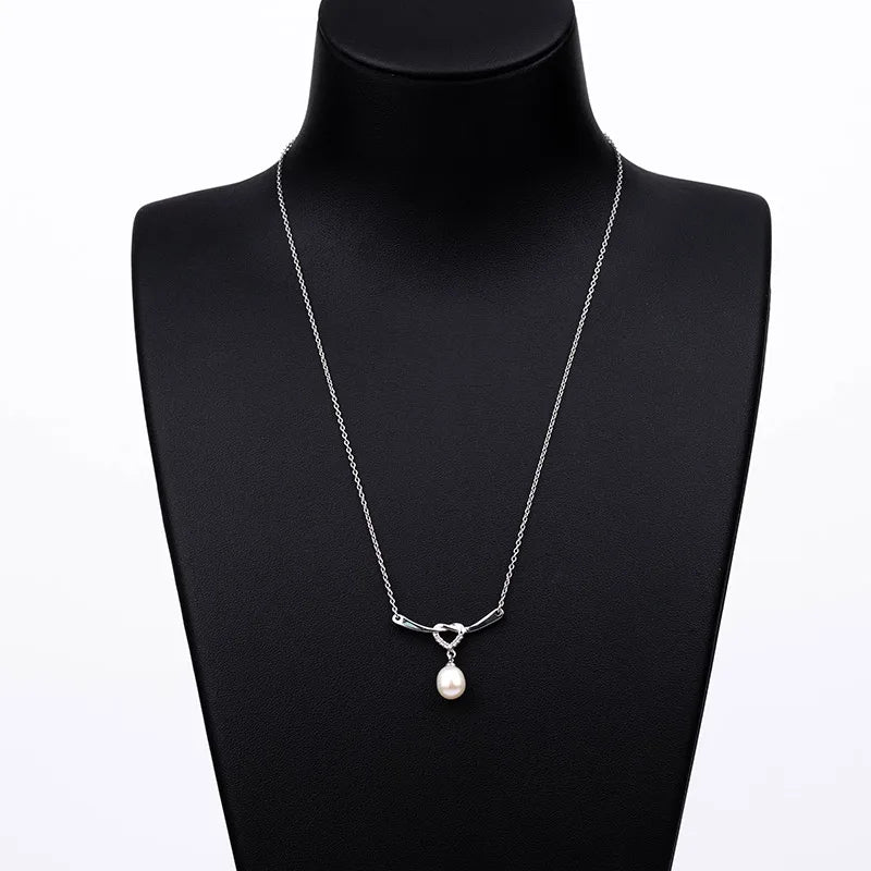 925 sterling silver women teardrop pearl charm drop pendant necklace with pearl pendant