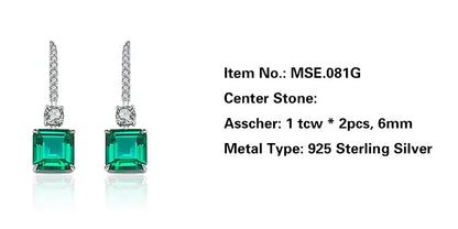 Jeweller Buy Asscher Cut Green Moissanite Earrings New Design 925 Sterling Silver Unisex Ladies & Men's Earhooks for Parties or Gifts
