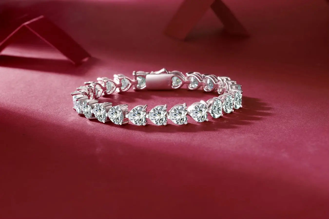 Elegant Moissanite Tennis Bracelet 1 Carat Heart Lab-Created Diamond, 18K Gold Plated 925 Silver, Ideal for Any Occasion