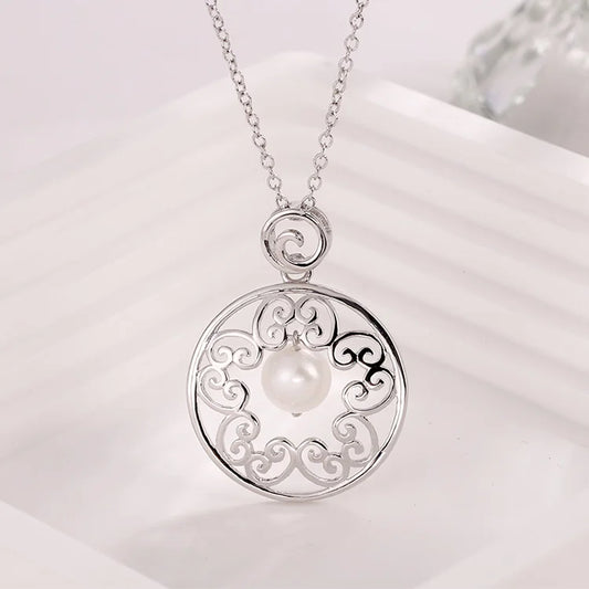 Fashion women jewelry dainty ring 925 sterling silver fresh water pearls pendant necklace and earrings set