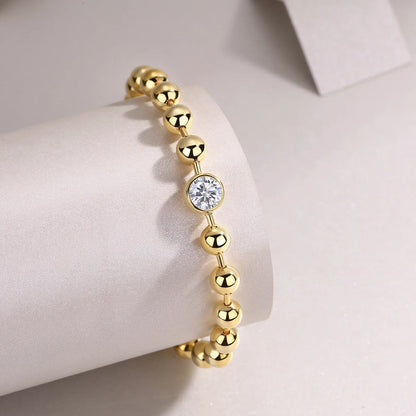 Bead Chain Bracelet -S925 Sterling Silver Gold-Plated, Delicate Ball Chain Design, Perfect for Layering or Wearing with Pendants