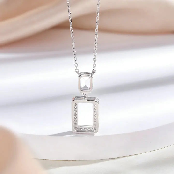 Luxury Dainty Square Pendant Jewelry Women CZ Diamond Rhodium Plated Non Fade crafted 925 sterling silver necklaces