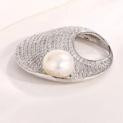 Custom ladies modern jewelry 925 sterling silver freshwater pearl round circle diamond necklace pendant