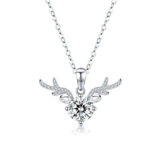 Jeweller Buy Custom 1CT D Moissanite Deer Pendant on S925 Sterling Silver Link Chain Trendy Necklace