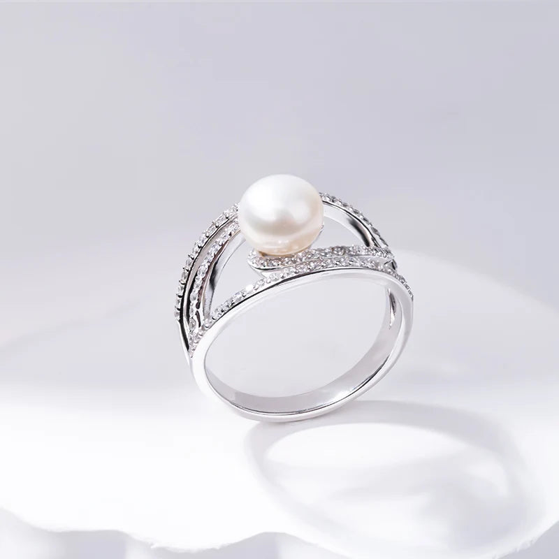 S925 pure silver pearl ring, female niche design, light luxury, high-end feeling, cool style, Instagram trendy fashion