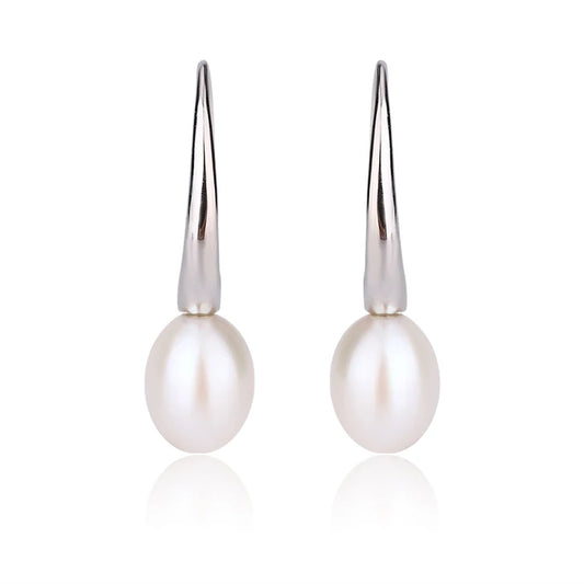 7.5 mm 7mm pearl fashion delicate 925 sterling silver freshwater cultured pearl fish hook earrings