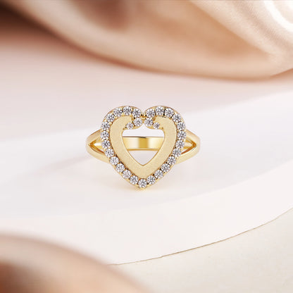 Classic Heart Rings Silver Jewelry cubic zirconia heart shaped minimalist jewelry 18k gold plated rings for women