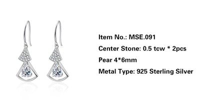 Jeweller Buy High Quality 925 Sterling Silver Huggie Dangle Earrings Trendy Skirt Shape Pear Cut Design for Gift
