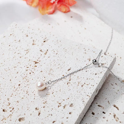 925 sterling silver women teardrop pearl charm drop pendant necklace with pearl pendant